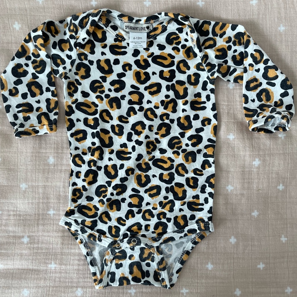 Spearmint Love Leopard print Onesie